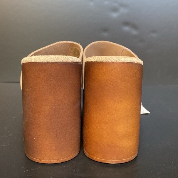 NWT BIONATURA Made In Italy Leather Suede Platform Clog Sandals Heels Tan 8 39 - Picture 10 of 11